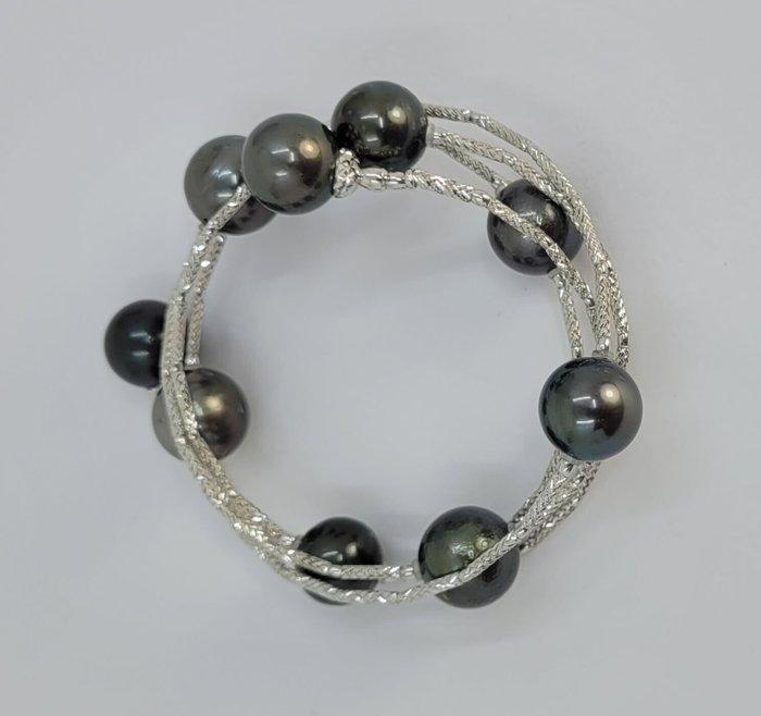 Armband - 18 karaat Witgoud - 9x10mm Tahitiaanse parels, Bijoux, Sacs & Beauté, Bracelets