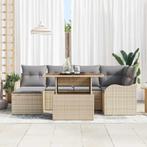 vidaXL 7-delige tuinset met kussens in beige poly rattan, Verzenden, Nieuw, Tuinset