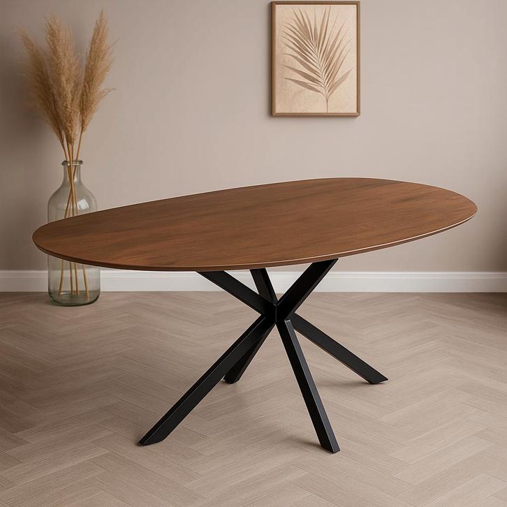 Mangohouten Eettafel Organisch Aislinn 240x110 cm Walnoot, Huis en Inrichting, Tafels | Eettafels, Nieuw, Overige houtsoorten