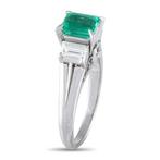 Ring Platina, Platina 0,51ct diamant en 1,06ct smaragd ring, Handtassen en Accessoires, Ringen, Nieuw