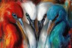 John Joseb Art glasschilderij vogels, kleurrijk, felle kleur, Huis en Inrichting, Woonaccessoires | Schilderijen, Tekeningen en Foto's