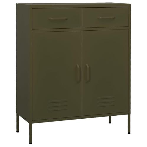 vidaXL Opbergkast 80x35x101,5 cm staal olijfgroen, Huis en Inrichting, Kasten | Overige, Nieuw, Verzenden