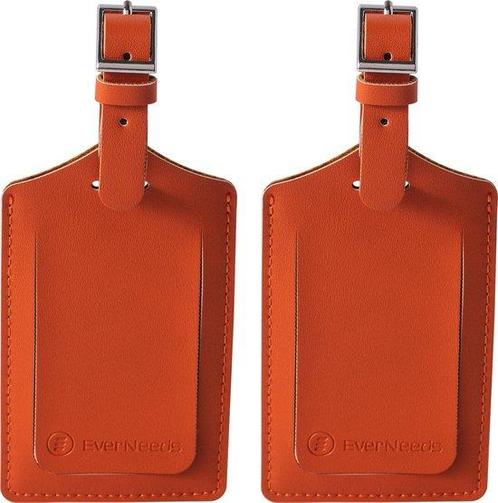 Tweedekans | EverNeeds Bagagelabel - PU Leer - Oranje - 2, Handtassen en Accessoires, Koffers, Ophalen of Verzenden