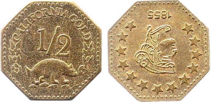 California goud 1855 ca Vz, Usa, 1/2 Dollar Coronet Kopf..., Postzegels en Munten, Munten en Bankbiljetten | Toebehoren, Verzenden