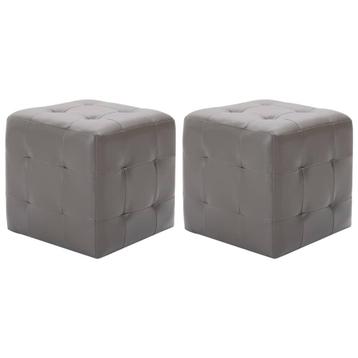 vidaXL Poef 2 st 30x30x30 cm kunstleer grijs, Verzenden