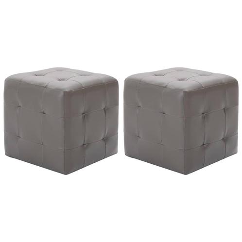 vidaXL Poef 2 st 30x30x30 cm kunstleer grijs, Huis en Inrichting, Zetels | Voetbanken en poefs, Nieuw, Verzenden