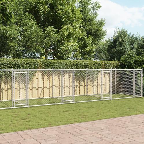 vidaXL Hondenhok met deuren 12x2x1,5 m gegalvaniseerd staal, Dieren en Toebehoren, Hondenbenches, Nieuw, Verzenden