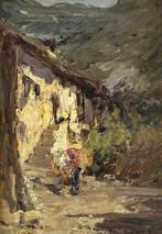 Giuseppe Buscaglione (1868-1928) - Paesaggio montano con, Antiek en Kunst