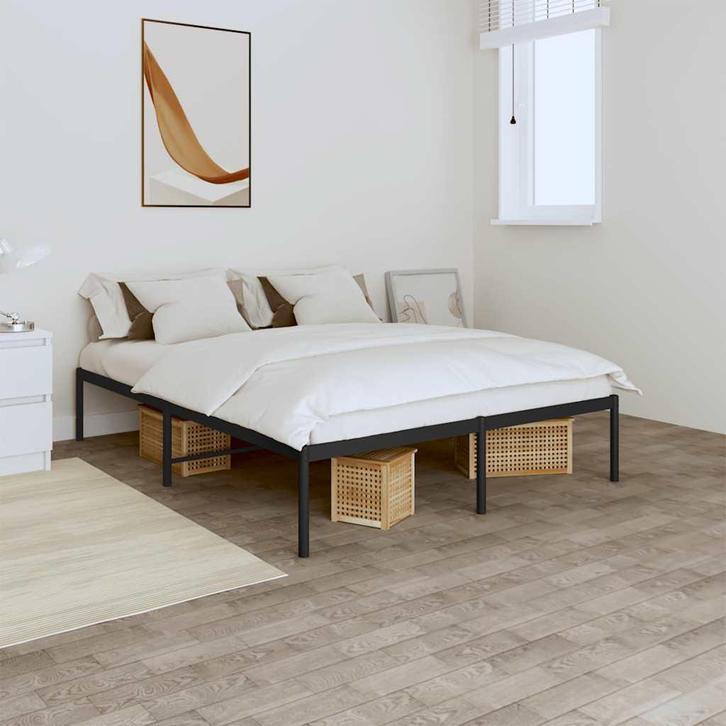vidaXL Bedframe metaal zwart 140x200 cm, Huis en Inrichting, Slaapkamer | Bedden, Nieuw, Verzenden