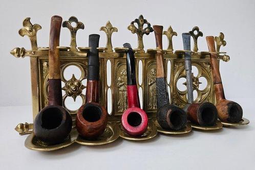 Arts and Crafts - vuur verguld brons - pijpenrek - Rek -, Antiek en Kunst, Curiosa en Brocante