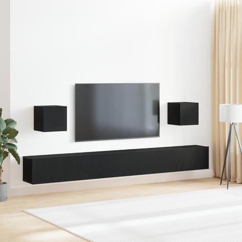 vidaXL 7-delige TV-kastset zwart eiken engineered wood, Huis en Inrichting, Kasten |Televisiemeubels, Nieuw, Verzenden