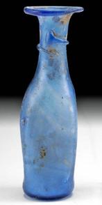 Oud-Romeins Glas Oud Romeins blauw glazen vat - 10 cm, Antiek en Kunst