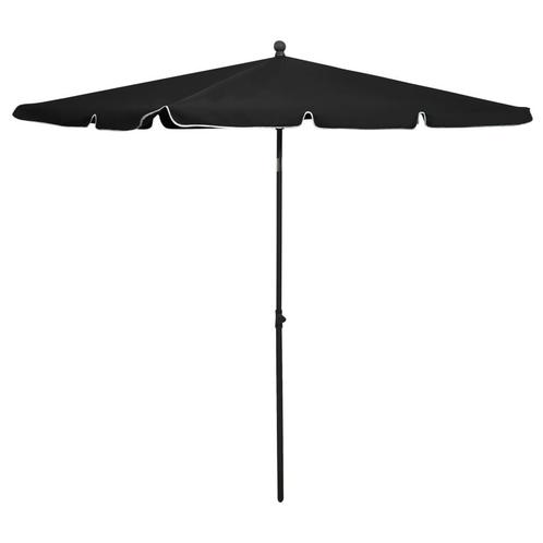 vidaXL Parasol de jardin avec mât 210x140 cm Noir, Jardin & Terrasse, Parasols, Neuf, Envoi