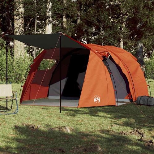 vidaXL Tunneltent 4-persoons waterdicht grijs en oranje, Caravans en Kamperen, Tenten, Nieuw, Verzenden