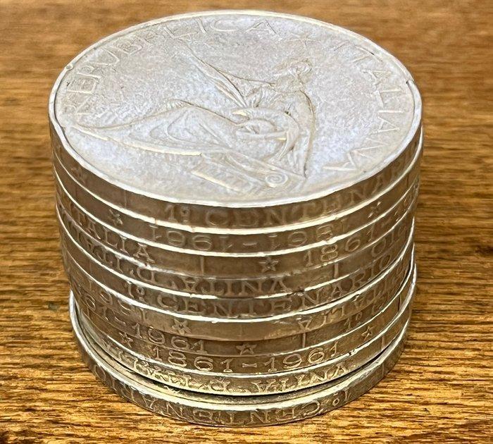 Italië, Republiek 500 Lire argento (10 monete) (Zonder, Postzegels en Munten, Munten | Europa | Niet-Euromunten