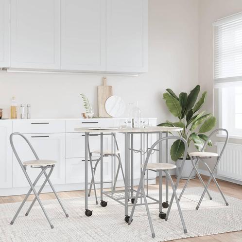 vidaXL Eetkamerset opvouwbaar 5-dlg MDF, Huis en Inrichting, Complete eetkamers, Nieuw, Verzenden