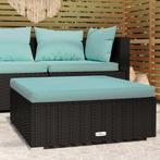 vidaXL Tuinvoetenbank met kussen 70x70x30 cm poly rattan, Tuin en Terras, Verzenden, Nieuw