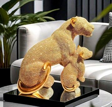 Figure - Golden panters pantere dorate - Résine