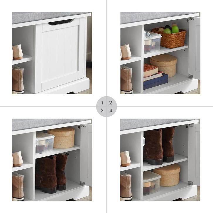 2dekans | SoBuy Opbergbank - Wit - Hout - 80x30x45cm, Huis en Inrichting, Kasten | Schoenenkasten, Ophalen of Verzenden