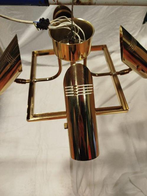 Lustre - ère spatiale - Laiton laqué - Lampadaire années 70, Antiek en Kunst, Antiek | Verlichting