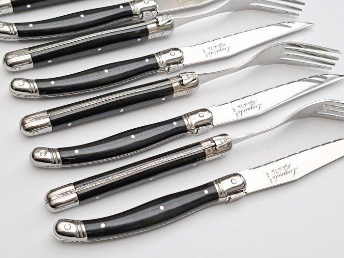 Laguiole - 6x Forks & 6x Knives - Black - Steak style de -, Antiek en Kunst, Antiek | Keukengerei
