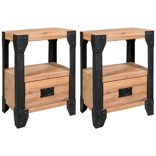 vidaXL Nachtkastjes 2 st 40x30x54 cm massief acaciahout, Huis en Inrichting, Slaapkamer | Nachtkastjes, Nieuw, Verzenden