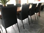 Set van 8 leren eetkamerstoelen - zwart leer - Echt leer,, Huis en Inrichting, Stoelen, Overige kleuren, Nieuw, Leer, Ophalen of Verzenden