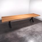 Boomstamtafel, Eettafel 370x115 massief hardhout, metaalpoot, Overige houtsoorten, Robuust Modern, 100 tot 150 cm, Ophalen of Verzenden