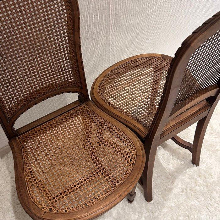 Stoel (2) - Hout - Louis XVI met caneering, Antiquités & Art, Curiosités & Brocante