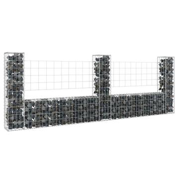 vidaXL Schanskorf U-vormig met 3 palen 260x20x100 cm ijzer, Verzenden