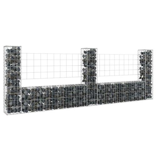 vidaXL Schanskorf U-vormig met 3 palen 260x20x100 cm ijzer, Tuin en Terras, Tuinhekken en Hekwerk, Nieuw, Verzenden