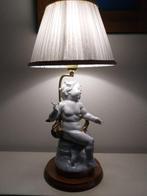 Tafellamp - Messing, Porselein, Hout - Anjel alado - 40 cm, Antiek en Kunst