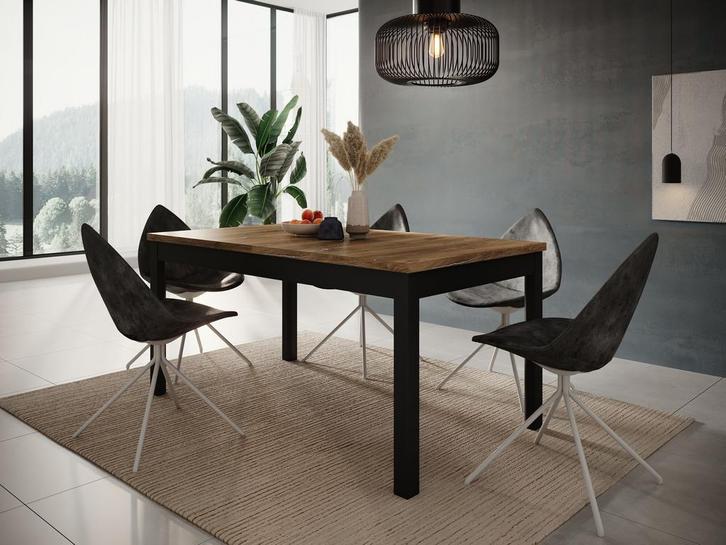 Eetkamertafel - Eiken Zwart - 207cm - Eettafel uitschuifbaar, Huis en Inrichting, Tafels | Eettafels, Nieuw, 50 tot 100 cm, Verzenden