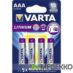 1x4 Varta Lithium Micro AAA LR 03, Computers en Software, Accu's en Batterijen, Verzenden, Nieuw