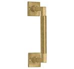 Deurgreep Bauhaus vierkant rozet 182 mm messing antiek, Nieuw, Overige materialen, Klink of Kruk