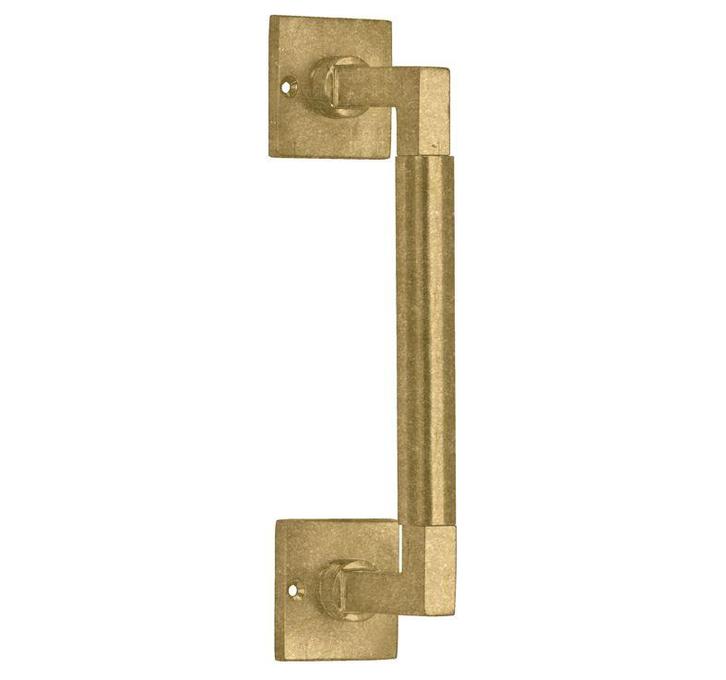 Deurgreep Bauhaus vierkant rozet 182 mm messing antiek, Doe-het-zelf en Bouw, Hang- en Sluitwerk, Klink of Kruk, Nieuw, Overige materialen