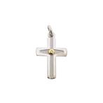 Witgouden hanger van een kruis met diamant | 0,01 ct., Overige merken, Goud, Gebruikt, Ophalen of Verzenden
