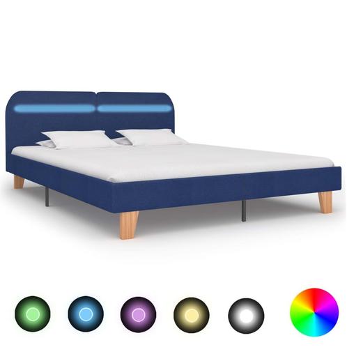 vidaXL Bedframe met LED stof blauw 160x200 cm, Huis en Inrichting, Slaapkamer | Bedden, Nieuw, Verzenden