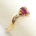 Ring - 18 karaat Geel goud - 0.35ct. tw. Robijn - Diamant
