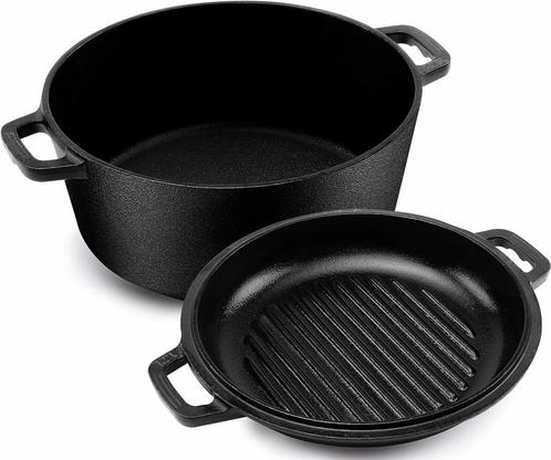 KICHLY 4.7L/5.0 Quart Pre-Seasoned Gietijzeren Pan - Dutc..., Maison & Meubles, Cuisine | Casseroles & Poêles, Envoi