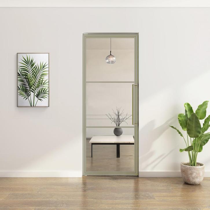 Stalen Taatsdeur - Kiezelgrijs - 3 Vlaks - Helder glas, Doe-het-zelf en Bouw, Deuren en Vliegenramen, Nieuw, Metaal, Overige typen