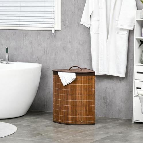 Wasmand - Bamboe Company - 55L capaciteit – Deksel - Bruin, Huis en Inrichting, Badkamer | Badtextiel en Accessoires, Nieuw, Ophalen of Verzenden