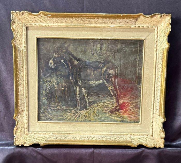 Italiaanse school (XX) - Interno con asinello, Antiek en Kunst, Kunst | Schilderijen | Klassiek