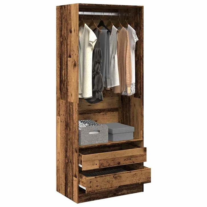 vidaXL Kledingkast 80x50x200 cm bewerkt hout oud hout, Huis en Inrichting, Kasten | Kleerkasten, Nieuw, Verzenden
