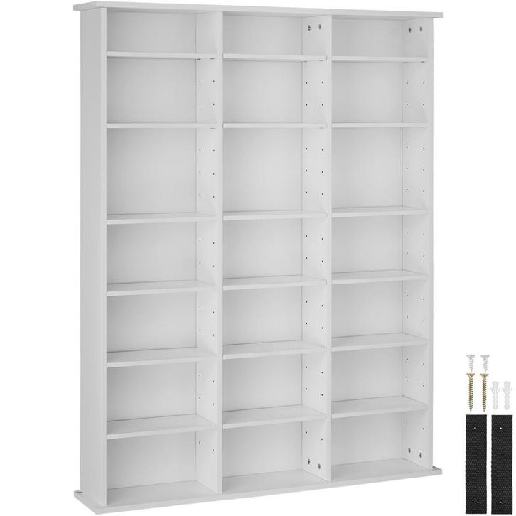 tectake Kast Stevie 105,5x19x136,5cm - mat wit, Maison & Meubles, Accessoires pour la Maison | Étagères pour CD & DVD, Envoi