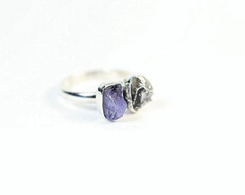 Ring Tansanit / Meteoor Campo del Cielo Ring / ruw / nieuw-, Verzamelen, Mineralen en Fossielen