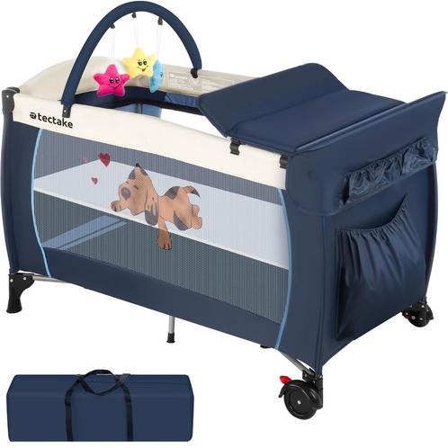 tectake Reisbed hondje 132x75x104cm met commode en tas - bla, Kinderen en Baby's, Babywiegjes en Ledikanten, Verzenden