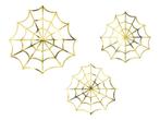 Halloween Decoratie Spinnenweb Goud Set 3 delig, Verzenden