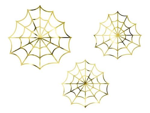 Halloween Decoratie Spinnenweb Goud Set 3 delig, Hobby & Loisirs créatifs, Articles de fête, Envoi
