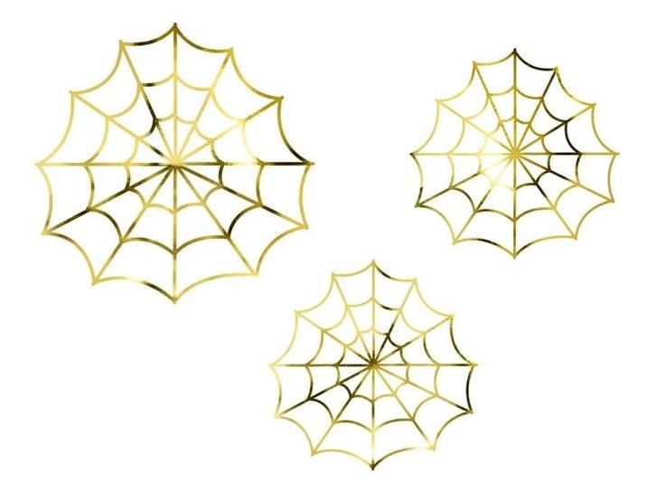Halloween Decoratie Spinnenweb Goud Set 3 delig, Hobby en Vrije tijd, Feestartikelen, Nieuw, Verzenden